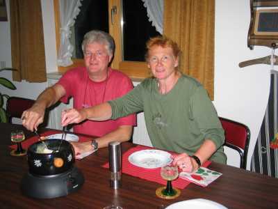 Fondue Essen bei Barbara und Claude